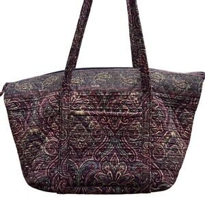 Vera Bradley Retired Medallion Quilted Paisley Tote Bag Multicolor Large Zip